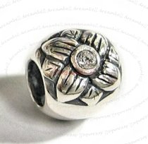 Sterling Silver Sun flower CZ crystal 9mm for European Charm Bracelets