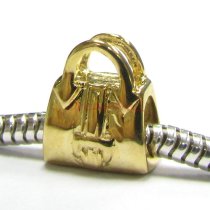 14k Real Gold Plated 925 Sterling Silver Handbag Bead for European Charm Bracelets