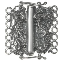 1x Sterling SILVER 7-STRAND DRAGON Phoenix PEARL BOX CLASP
