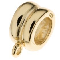 1x 14k Real Gold silver Pendant Charm Connector Cord Ring Slide for European Charm Bracelets