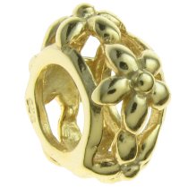 14K Gold Plated 925 Sterling Silver Silver SILVER FLOWER BEAD for European Charm Bracelets 10mm