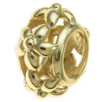 14K Gold Plated 925 Sterling Silver Silver SILVER FLOWER BEAD for European Charm Bracelets 10mm