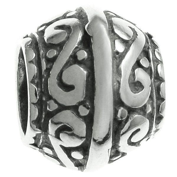 Sterling Silver Flower Bead Tube for European Charm Bracelets 9mm