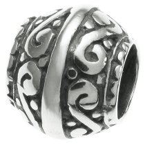 Sterling Silver Flower Bead Tube for European Charm Bracelets 9mm