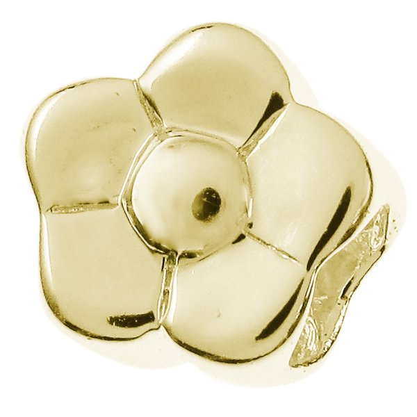 14k Gold 925 Sterling Silver PLAIN DAISY FLOWER Bead for European Charm Bracelets