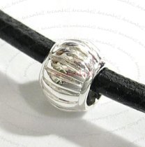 Sterling Silver Round Lantern Ball Bead Tube for European Charm Bracelets 9.3mm