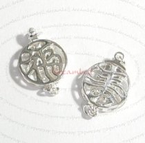 1x Sterling silver Fortune Long Life pearl Box Round clasp