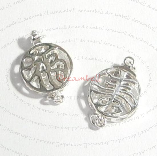 1x Sterling silver Fortune Long Life pearl Box Round clasp