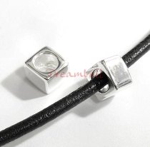 Sterling Silver Square cube Rondelle Bead for European Charm Bracelets