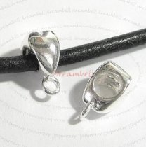 1x Sterling silver Pendant Charm Connector Cord Heart Slide for European Charm