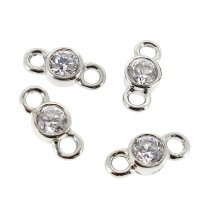 4x Sterling silver CZ Crystal LINK CONNECTOR BEAD 8.5mm