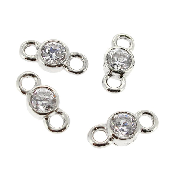 4x Sterling silver CZ Crystal LINK CONNECTOR BEAD 8.5mm