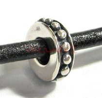 Sterling silver Dot Round Rondelle Bead for European Charm Bracelets 10mm
