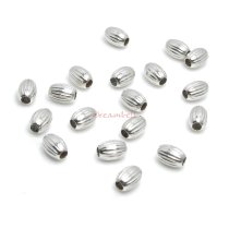 20x Sterling Silver Oval Rice CORRUGATED Bead Spacer