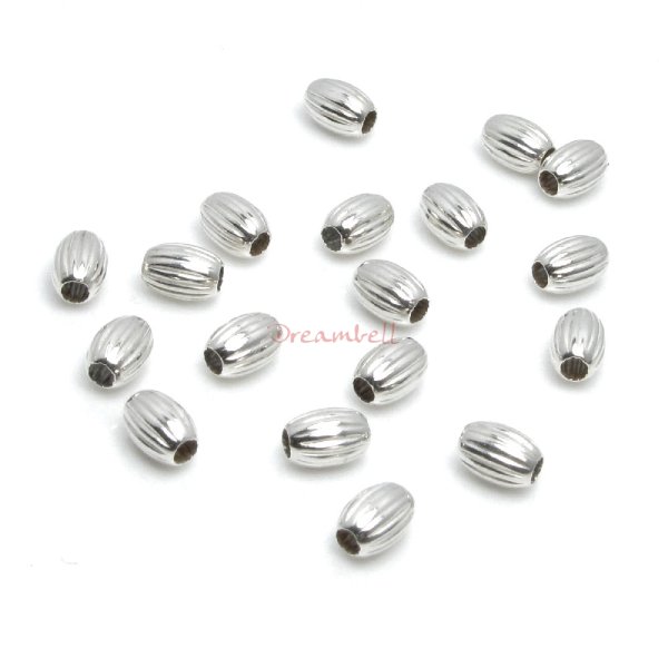 20x Sterling Silver Oval Rice CORRUGATED Bead Spacer