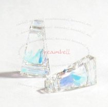 2x Swarovski Crystal Elements 5181 Keystone Bead 2-hole 13mm Clear AB