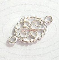 2x STERLING SILVER FLOWER Twist Link OVAL CONNECTOR 16mm