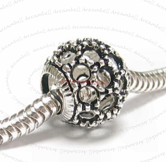 Sterling Silver DOTS ROPE BALL Bead for European charm Bracelet