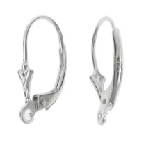 2 x Sterling Silver Fleur-de-lis Lever Back Earwires Bead Earrings