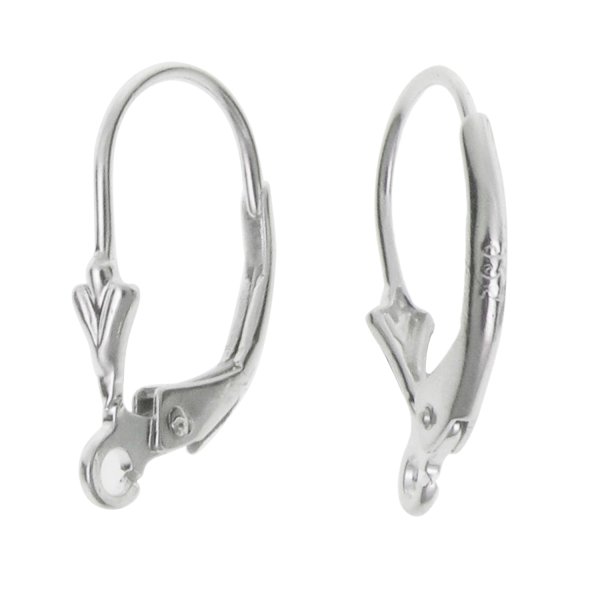 2 x Sterling Silver Fleur-de-lis Lever Back Earwires Bead Earrings