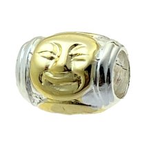 14K Gold plated 925 Sterling Silver Smily Happy Buddah Bead for European Charm Bracelets 11mm