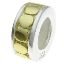 14K Gold Plated 925 Sterling Silver CIRCLE DOT ROUND Bead 8mm for European Charm Bracelets