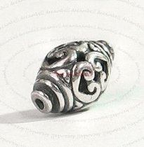 1x Bali Sterling Silver Round FLOWER Focal Bead 8.4mm