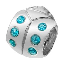 STERLING SILVER Lady Bug Blue Zircon glass BEAD TUBE for European Charm Bracelets