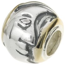 Gold 925 Sterling Silver The Moon for European Charm Bracelets Bead 11.5mm