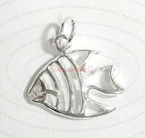 1x Bright Sterling silver FISH dangle Charm bead 17mm