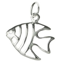 1x Bright Sterling silver FISH dangle Charm bead 17mm