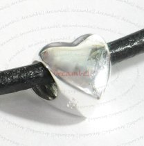 Sterling Silver Sweet Heart Bead Tube for European Charm Bracelets 10mm