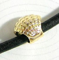 14k Real Gold Plated 925 Sterling Silver Silver SILVER SEA Shell bead for European Charm Bracelets
