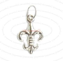 1x Bright Sterling silver FLEUR-DE-LIS dangle Charm bead 17mm