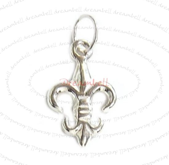 1x Bright Sterling silver FLEUR-DE-LIS dangle Charm bead 17mm