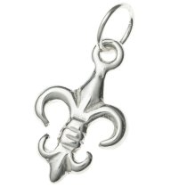 1x Bright Sterling silver FLEUR-DE-LIS dangle Charm bead 17mm
