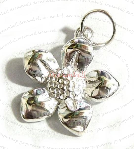 1x Bright Sterling silver FLOWER (SUNFLOWER) dangle Charm 17.8mm