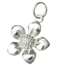 1x Bright Sterling silver FLOWER (SUNFLOWER) dangle Charm 17.8mm