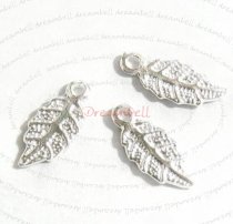 6x Bright Sterling silver LEAF dangle Charm 10.7mm