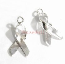 1x Bright Sterling silver RIBBON Breast Cancer dangle Charm 17mm