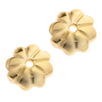 4x 14k Gold Plated Over Sterling Silver Flower Caps Bead 5mm