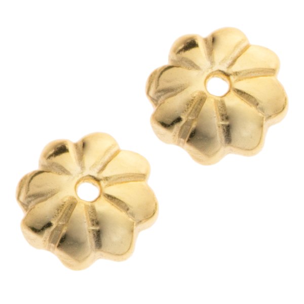4x 14k Gold Plated Over Sterling Silver Flower Caps Bead 5mm