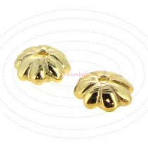 4x 14k Gold Plated Over Sterling Silver Flower Caps Bead 5mm