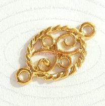 2x 14K Real Gold plated over STERLING SILVER FLOWER Twist Link OVAL CONNECTOR 15mm