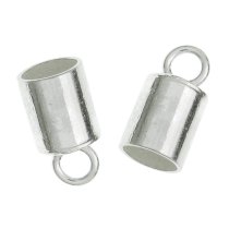 2 x STERLING SILVER Bead END CAP for 3mm LEATHER Cord