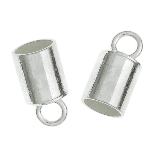 10x Sterling Silver Round End Caps for 4mm Leather Bead Cord
