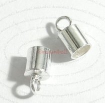 10x Sterling Silver Round End Caps for 4mm Leather Bead Cord