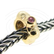 14K Gold Plated 925 Sterling Silver Silver ROUND Rondelle RING Bead Rose Pink CZ crystals for European Charm Bracelets