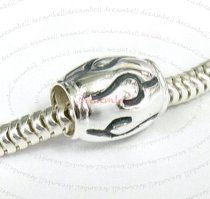 Sterling Silver Flower Seedling BARREL Bead 10mm for European Charm Bracelets