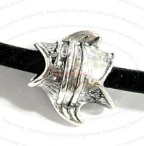 Sterling Silver FISH bead Tube 13mm for European Charm Bracelets